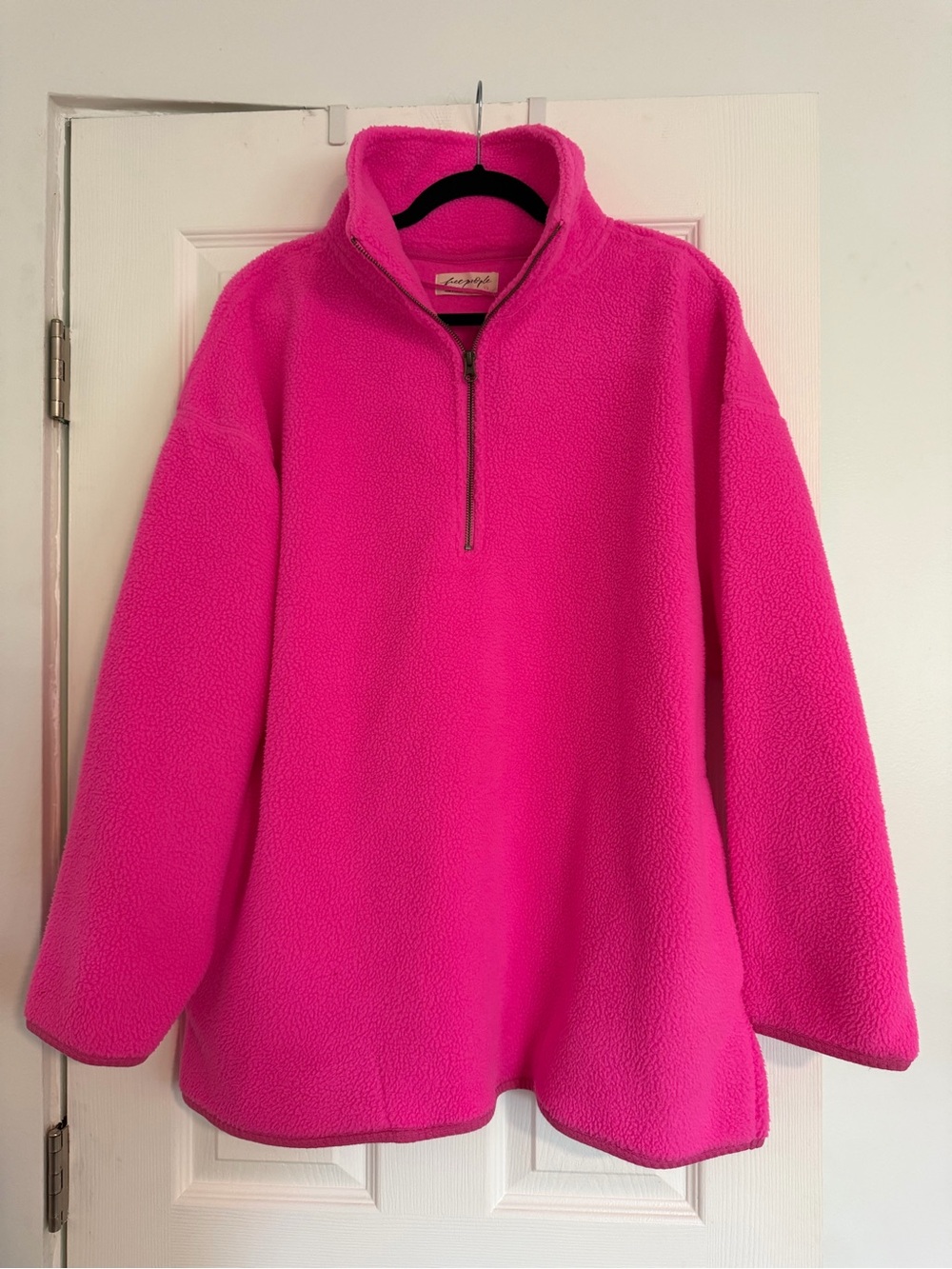 Free People Sherpa Hot Pink Half-Zip Fleece Pullover